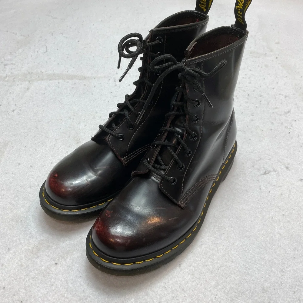 Dr. Martens 1460 Boots Mens 10 Cherry Red Arcadia Leather 8-Eye Lace Up